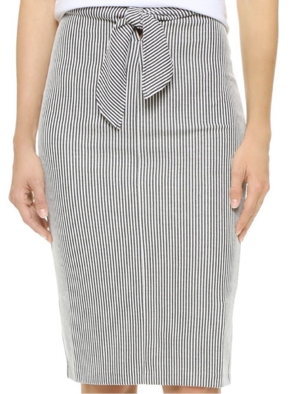Club Monaco Indya Striped Knit Skirt with Waist Tie